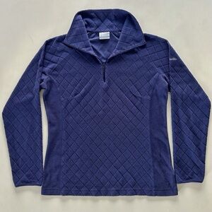 Columbia Blue Diamond Quilted Quarter Zip Fleece Pullover Size M Spring Layer